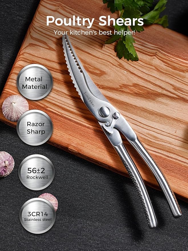 Full Steel Poultry Shears Heavy Duty, Professional Bone Cutting Scissors for Chicken, Meat, Turkey & Fish, Sharp & Durable Kitchen Shears, Dishwasher Safe - Image 2