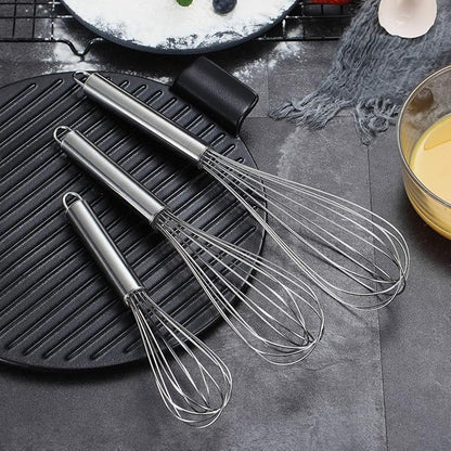 Berglander Whisk Set Pack of 3, Stainless Steel Whisks for Cooking 8",10",12", Wire Ballon Wisk (Silver) - Image 9