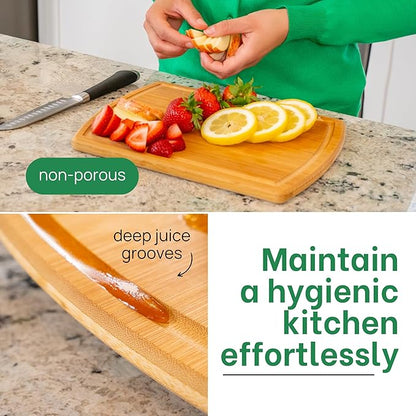 Small Bamboo Cutting Board – 12 Inch Wood Cutting Boards for Kitchen with Glue-Free Surface™ & Juice Groove – Non-Toxic, FSC-Certified, Durable Wooden Chopping Board - Image 5