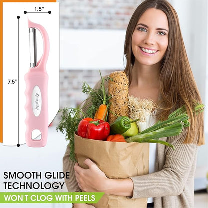 Spring Chef Premium Swivel Vegetable Peeler, Soft Grip Handle and Ultra Sharp Stainless Steel Blades - Perfect Kitchen Peeler For Veggie, Fruit, Potato, Carrot, Apple - Pink Lemonade - Image 3