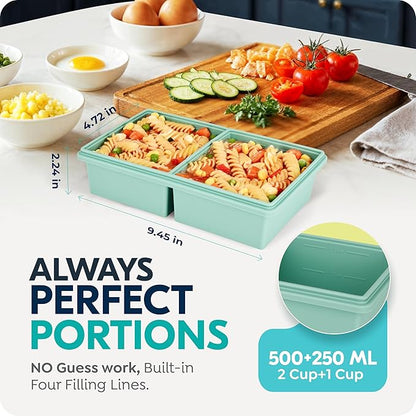 Silicone Freezer Trays with Lids, 2 Cup & 1/2 Cup Combo, Soup Container Style Ice Cube Trays, Reinforced Steel Rims, For Freezing Broth, Meal Prep and other dishes, Dishwasher & Oven Safe - 2 Pack