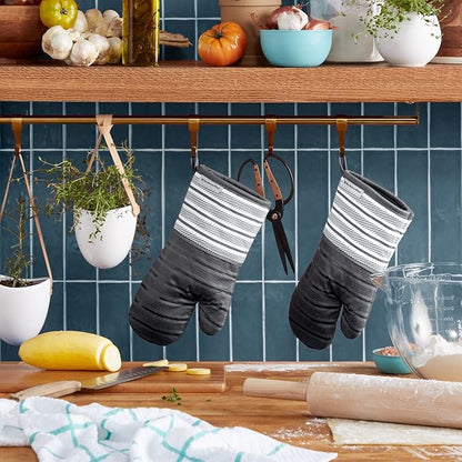 KitchenAid Albany Oven Mitt 2-Pack Set, Charcoal Grey, 7"x13"