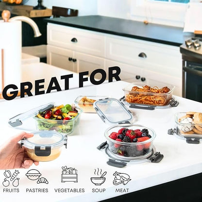 Razab 30 PC Glass Food Storage Containers with Lids - Reusable Glass Meal Prep Containers for Lunch & Leftovers - Airtight & Leakproof Snap Locking Lids - Oven, Freezer, Microwave & Dishwasher Safe - Image 4
