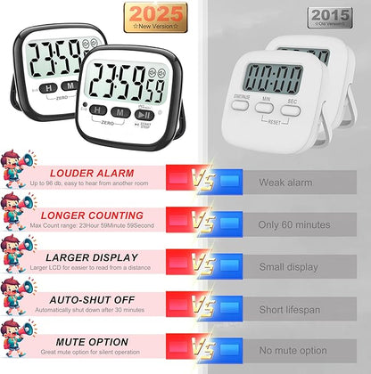 AyayaBoss 2-Pack Magnetic Kitchen Timers for Cooking, Digital Stop Watch Countdown Timer for Kids, Teachers, Classroom, Office, Exercise - Battery Included - Image 3