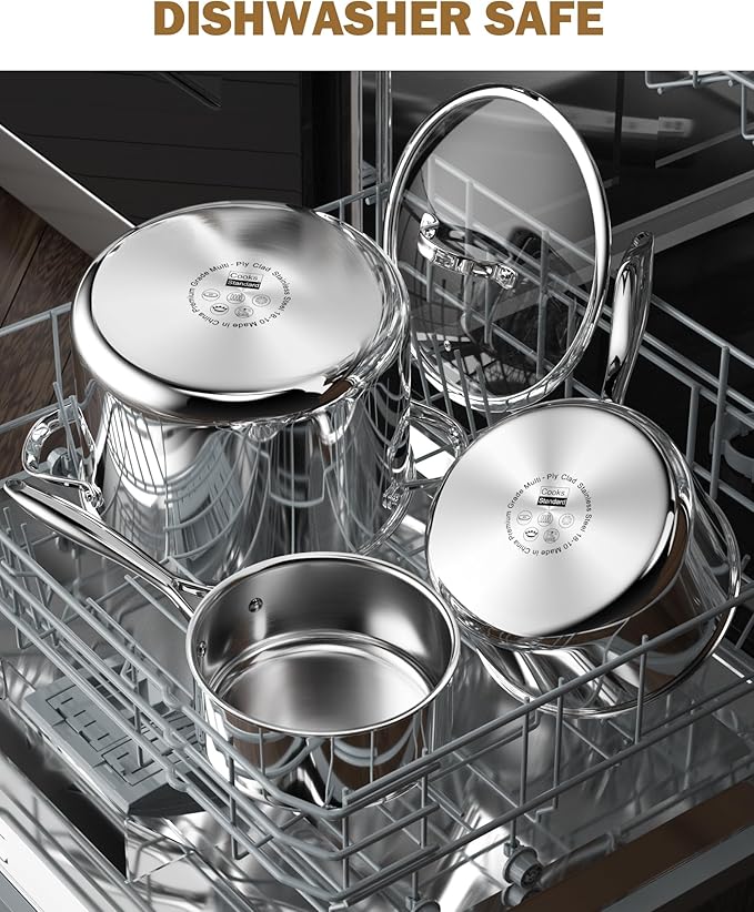 Cooks Standard Stainless Steel Saucepan with Lid, Multi-Ply Clad Sauce Pot 3-Quart, Silver