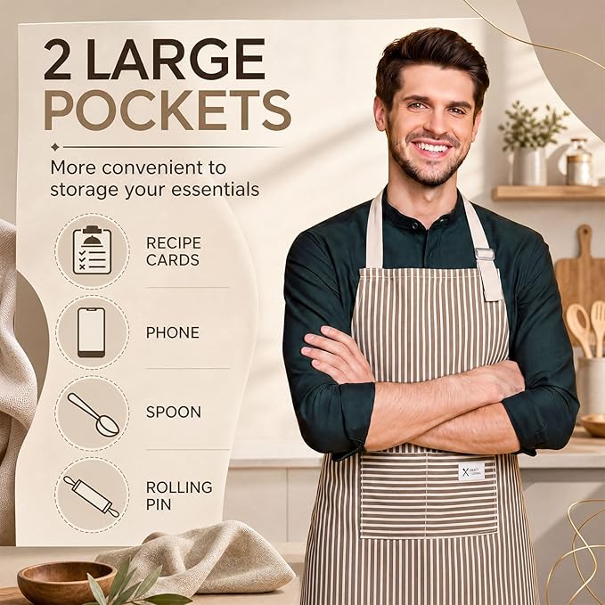 Janmercy 24 Pcs Aprons for Women Men with 2 Pockets Linen Cooking Kitchen Apron Adjustable Bib Chef Apron Bulk Aprons Unisex