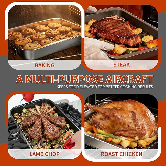 Roasting Rack for 9x13 Inch Pan, Stainless Steel Roasting Rack Insert, with Parallel Wires and Raised Feet, Keeps Food Elevated for Even Broiling, Easy to Clean, Ideal for Chicken, Turkey and Meat - Image 7