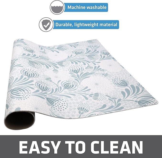 Drymate Jumbo XL Dish Drying Mat (19”x24”), Low-Profile, Super Absorbent, Quick Dry Fabric, Waterproof & Slip-Resistant, for Kitchen Counter, Trimmable, Easy to Clean (USA Made)(Light Blue) - Image 6