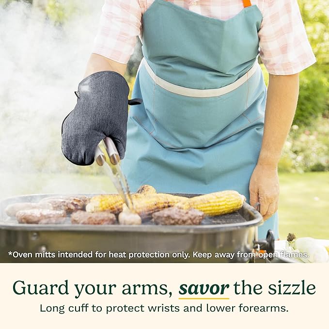 Cuisinart Kitchen Oven Mitts – Heat-Resistant Kitchen Mitts for Oven with Non-Slip Neoprene Palm, Long Cuff, and Cotton Filling – Durable Oven Gloves for Cooking, Baking, & Grilling (Chambray) - Image 4