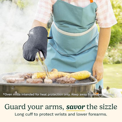 Cuisinart Kitchen Oven Mitts – Heat-Resistant Kitchen Mitts for Oven with Non-Slip Neoprene Palm, Long Cuff, and Cotton Filling – Durable Oven Gloves for Cooking, Baking, & Grilling (Chambray) - Image 4