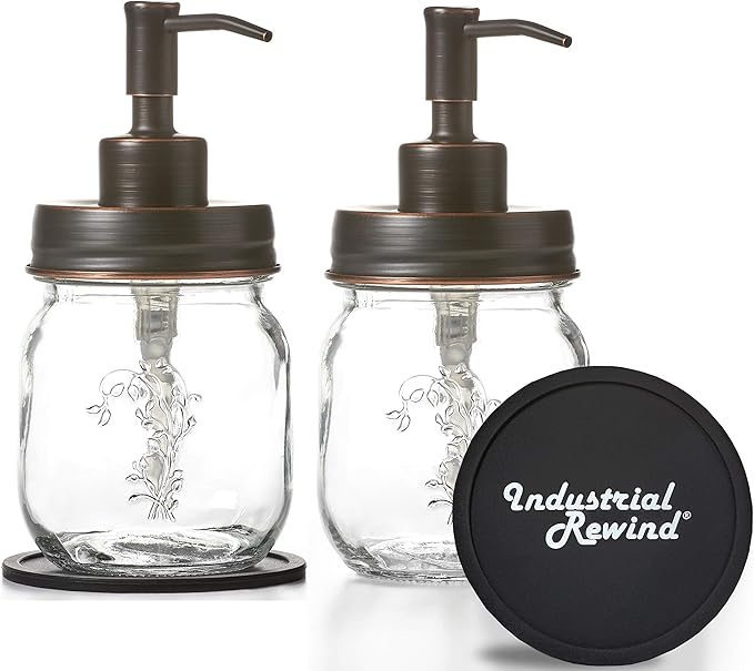 Oil Rubbed Bronze Petite 12oz Mason Jar Soap and/or Lotion Dispenser for Hand Sanitizer, Liquid Soap or Hand/Body Lotion (Oil Rubbed Bronze, 2pk 12oz)