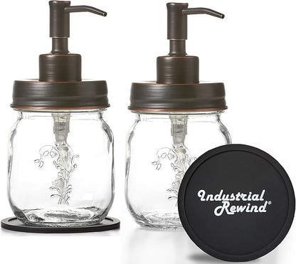 Oil Rubbed Bronze Petite 12oz Mason Jar Soap and/or Lotion Dispenser for Hand Sanitizer, Liquid Soap or Hand/Body Lotion (Oil Rubbed Bronze, 2pk 12oz)