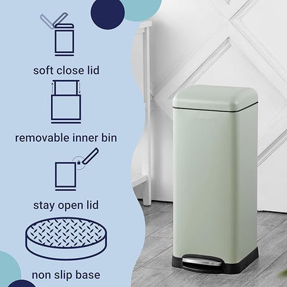 happimess HPM1007E Betty Retro 8-Gallon Step-Open Trash Can with Soft-Close Lid, Fingerprint Resistant, Modern, Minimalistic for Home, Kitchen, Laundry Room, Office, Bedroom, Bathroom, Mint Green - Image 3