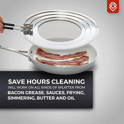 Dishwasher-Safe Splatter Screen Guard for Frying Pan Grease - Shields 99% of Stove Top from Bacon, Fry Oil, or Deep Fryer Splash - Easy Kitchen Storage Foldable Heat-Resistant Silicone Handle - Image 5