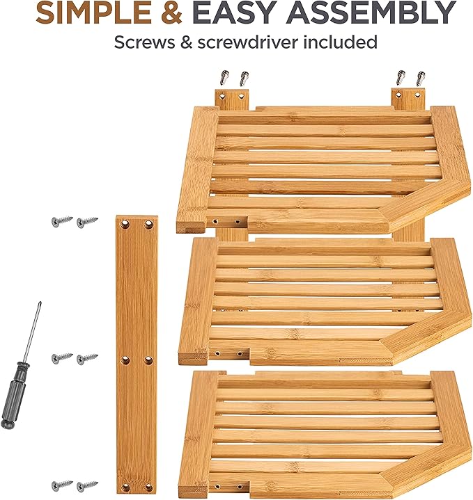 2-Pack Plate Organizer for Cabinet - Bamboo Corner Shelf for Kitchen or Bathroom Storage, Space-Saving Rack for Dishes, Countertop, Cabinet, Pantry - Organization & Housewarming Gift - Image 6