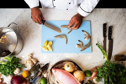 18 x 12 Large Blue Plastic Cutting Board for Fish, Seafood, Shellfish - 1/2 Inch Thick HDPP, NSF and Commercial Grade - Image 2