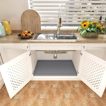 TigeJoy 31" x 22" Under Sink Mats for Kitchen Waterproof, Leak-Proof Silicone Mat Sink Protector and Cabinet Liner, Kitchen Essentials Organizer and Storage, Boot or Shoe Tray, Pet Feeding Mat