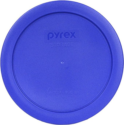 Pyrex (2) 7202-PC 1-Cup Cadet Blue, (2) 7200-PC 2-Cup Dark Blue, (2) 7201-PC 4-Cup Cadet Blue and (1) 7402-PC 6/7-Cup Dark Blue Lids - Made in USA - Image 3