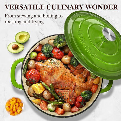 Umite Chef 7QT Enameled Cast Iron Dutch Oven with Lid & Cotton Potholders–Heavy-Duty Cookware for Bread Baking, Braising, Stews, Marinate, Cook,Refrigerate & Serve(Green) - Image 8