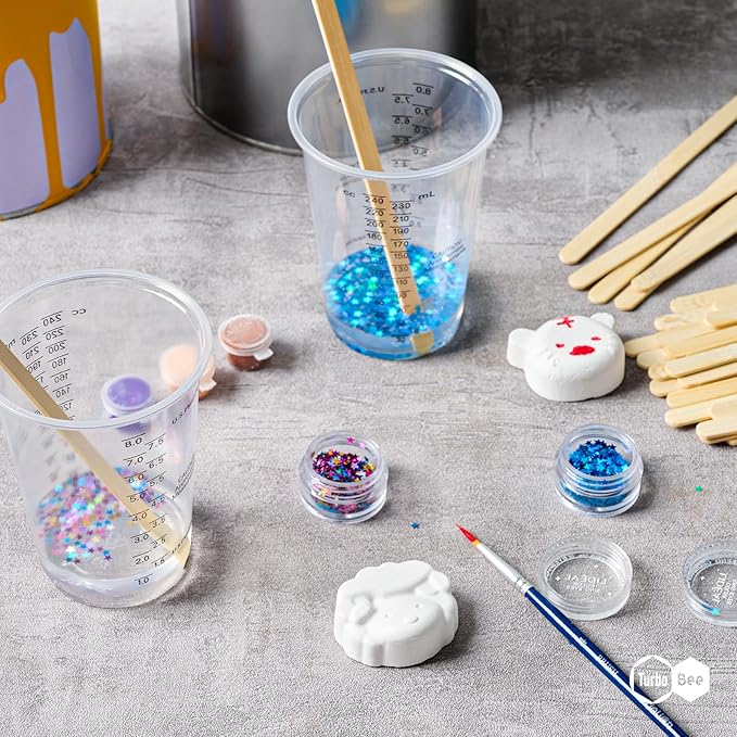 Turbo Bee Plastic Measuring Cups 8OZ,200 PACK Disposable Mixing Cups with 200 Mixing Sticks,Paint Graduated Measuring Tumblers for Epoxy Resin, Paint Mixing, Art DIY - Image 7