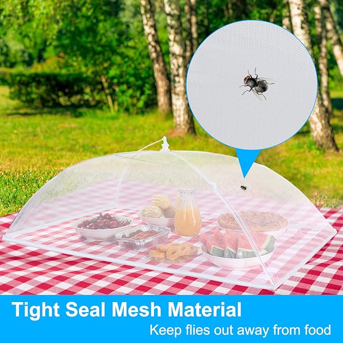 Anpro Food Covers for Outdoors (2 Extra Large with Polyester), Pop-Up Mesh Food Tents, Collapsible Reusable Bug-Proof Nets for Picnics, BBQs & Camping, Stainless Steel Frame - Image 3