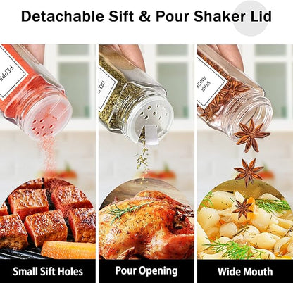 Aliggbent Spice Jars with Lable, 48 Pcs 4 oz Glass Spice Jars with Bamboo Lids, Spice Containers Bottles, Glass Seasoning Jars with Shaker Lids, Collapsible Funnel, for Spice Racks, Pantry,Cupboard - Image 3