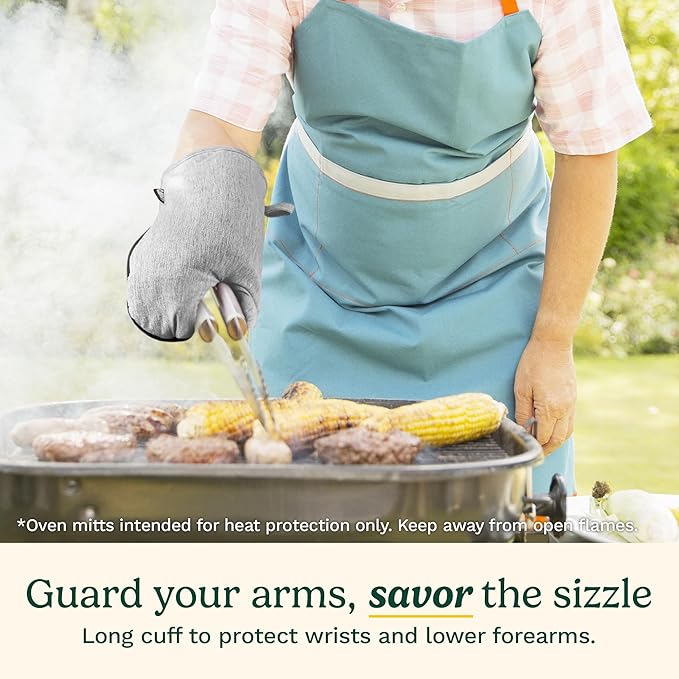 Cuisinart Kitchen Oven Mitts – Heat-Resistant Kitchen Mitts for Oven with Non-Slip Neoprene Palm, Long Cuff, and Cotton Filling – Durable Oven Gloves for Cooking, Baking, & Grilling (Chambray) - Image 4