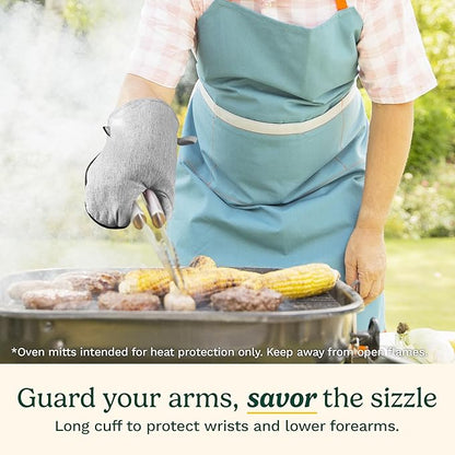Cuisinart Kitchen Oven Mitts – Heat-Resistant Kitchen Mitts for Oven with Non-Slip Neoprene Palm, Long Cuff, and Cotton Filling – Durable Oven Gloves for Cooking, Baking, & Grilling (Chambray) - Image 4