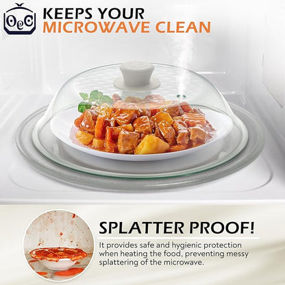 OEC Lighter Weight Tempered Glass Microwave Splatter Cover - 10 inch (Inner Diameter 8.7”) - Heat-Resistant - Durable Glass Lid with Vent, Silicone Knob, Dishwasher Safe, 100% Food Grade - BPA Free - Image 5