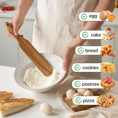 Wooden Utensil Set 8 Pcs - Natural Non-Toxic Acacia Wooden Spoons for Cooking, Nonstick, Sturdy, Non-Scratch, Easy to Clean, Wood Kitchen Utensils Set with Holder, Spoon Rest & 6 Hooks - Image 7