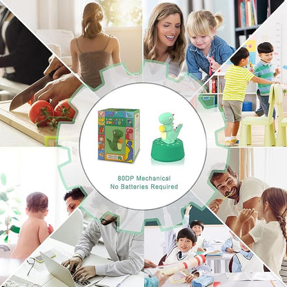 ELE DEPI 60 Minutes Mechanical Kitchen Timer,Cute Dinosaur Timer for Kids,Wind Up Egg Timer for Cooking,Reading,Classroom and Do Sports. (Light Green)