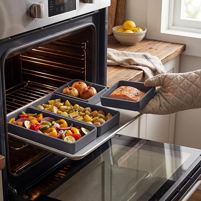 4-Pack Silicone Sheet Pan Dividers Nonstick Heat-Resistant Baking Trays for Oven, Multifunctional Cheat Sheets Silicone Baking Pan for Food Prep & Picnic Storage - Image 5