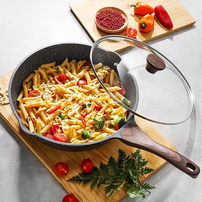 SENSARTE Nonstick Frying Pan Skillets, Swiss Granite Coating Omelette Pans, Healthy Cookware, Free of Intentionally Added PFOA (9.5 Inch Frying Pan and 5QT Saute Pan) - Image 7