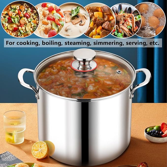 P&P CHEF 12 Quart Stainless Steel Stock Pot with Lid, Large Stockpot for Cooking Pasta Soup, Cookware for Induction Gas Electric Stoves, Visible Lid & Measuring Markings, Dishwasher Safe - Image 6