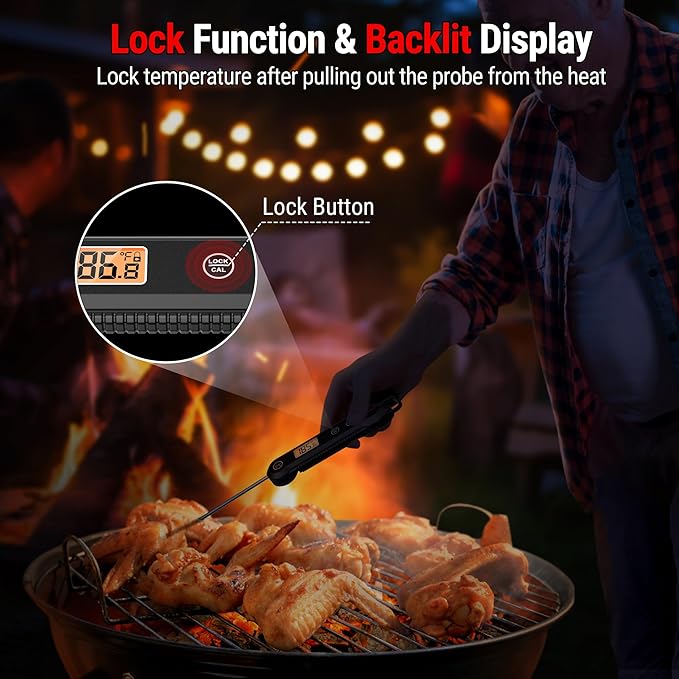 TempPro Digital Instant Read Meat Thermometer for Grilling Waterproof Kitchen Food Thermometer with Calibration Backlight Baking Bread Candy Thermometer Cooking Tools Utensils (Previously ThermoPro) - Image 5