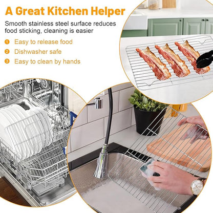 TeamFar Cooling Rack, 11.7” x 9” Stainless Steel Wire Baking Rack for Cooking Roasting Grilling, Fit for Oven Pan, Oven & Dishwasher Safe, Non-toxic & Heavy-Duty, 2PCS - Image 6