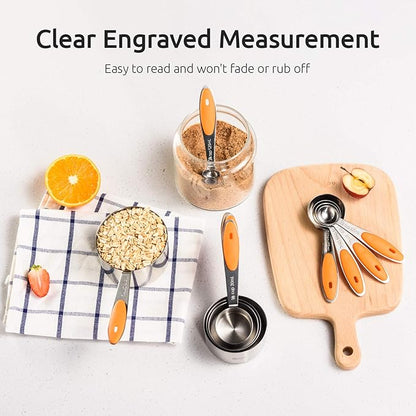 Measuring Cups : U-Taste 18/8 Stainless Steel Measuring Cups and Spoons Set of 10 Piece, Upgraded Thickness Handle(Orange) - Image 4