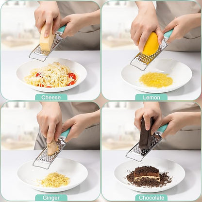 Rainspire Professional Cheese Graters for Kitchen Stainless Steel Handheld, Metal Lemon Zester Grater With Handle For Cheese, Chocolate, Spices, Kitchen Gadgets And Tools, Soft Grip Handle, Mint Green - Image 5