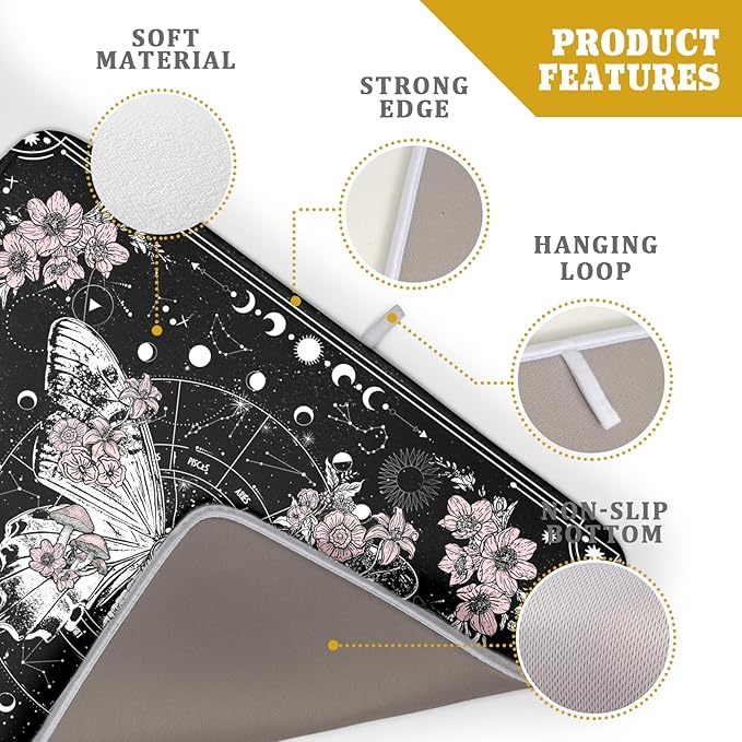 Skeleton Butterfly Dish Drying Mat Black Skull Absorbent Dish Drainer for Kitchen Counter Holiday Decor - Image 4