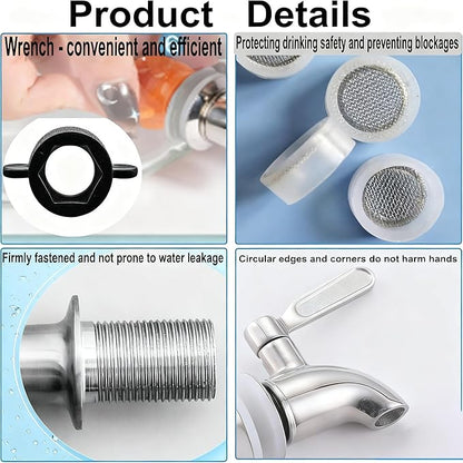 Lulonpon 1 Pieces Dispenser Faucets, Stainless Steel Spigot for Beverage Dispensers, Juice Dispenser Spigot, Water Dispensers Replacement Stainless Steel Barrel Faucet for Glass Jar, Party, Camping - Image 5