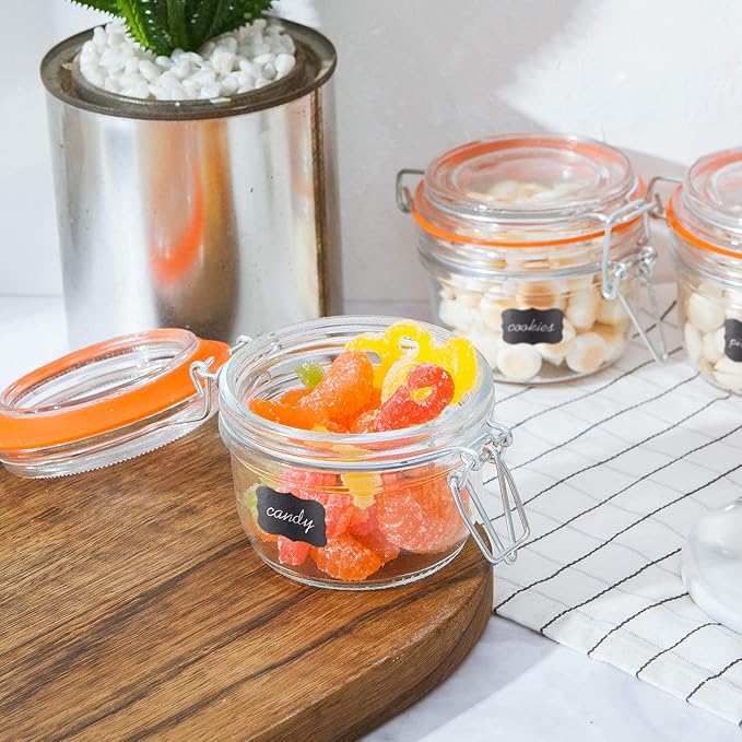 Small Glass Jars With Airtight Lids, Glass Spice Jar 5 oz,Maosn Jars With Leak Proof Rubber Gasket 150ml,Glass Storage Containers With Hinged Lid,Kitchen Canisters 12 Pack - Image 6