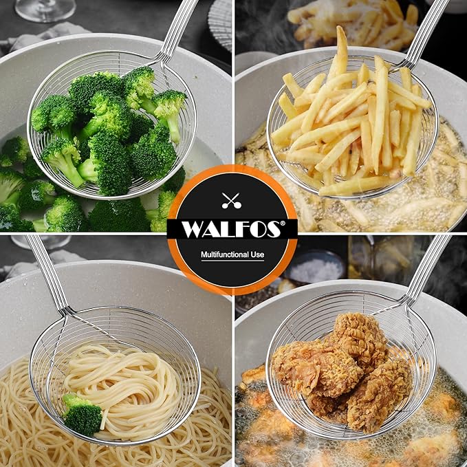 Walfos Spider Strainer - 5.5 Inch Stainless Steel Fryer Scoop, Kitchen Spider Skimmer Strainer With Handle, For Cooking Deep Fryer, Pasta, Spaghetti, Noodle, Vegetables, Egg - Image 5