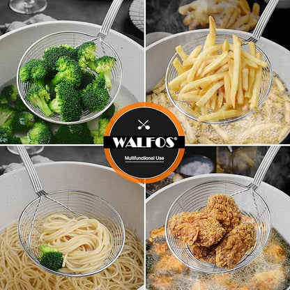 Walfos Spider Strainer - 5.5 Inch Stainless Steel Fryer Scoop, Kitchen Spider Skimmer Strainer With Handle, For Cooking Deep Fryer, Pasta, Spaghetti, Noodle, Vegetables, Egg - Image 5