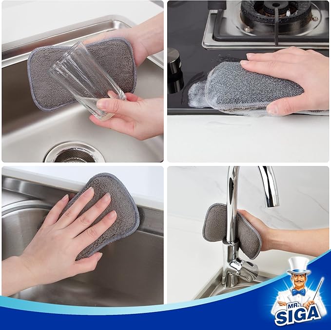 MR.SIGA Dual-Sided Scrub Sponges, Long lasting, Reusable Dishwashing Sponges for Kitchen, 6 Pack - Image 6
