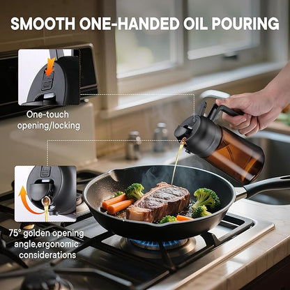 LAKUMIQI 2-in-1 Olive Oil Sprayer for Air Fryer – 16oz Glass Oil Dispenser & Cooking Oil Mister – Spray & Pour Bottle, Non-Aerosol, Leak-Resistant, for Salad, BBQ, Kitchen - Image 3