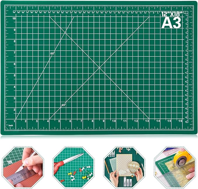 anezus Self Healing Sewing Mat, 12inch x 18inch Rotary Cutting Mat Double Sided 5-Ply Craft Cutting Board for Sewing Crafts Hobby Fabric Precision Scrapbooking Project by anezus