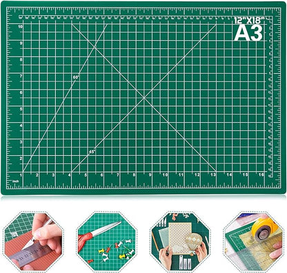 anezus Self Healing Sewing Mat, 12inch x 18inch Rotary Cutting Mat Double Sided 5-Ply Craft Cutting Board for Sewing Crafts Hobby Fabric Precision Scrapbooking Project by anezus