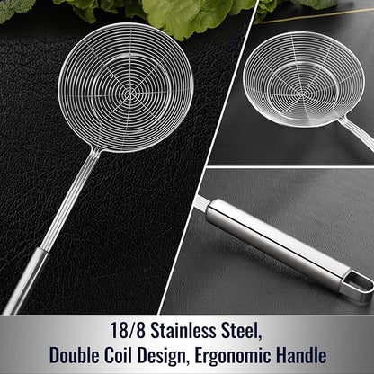 Hiware Solid Stainless Steel Spider Strainer Skimmer Ladle for Cooking and Frying, Kitchen Utensils Wire Strainer Pasta Spoon, 5.4 Inch - Image 3
