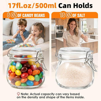 SKOCHE 17oz Glass Jars with Airtight Lids 6 Pack, Air Tight Glass Storage Jar, Leakproof 17 oz Jars with Seal Wire Clips for Pickling, Kitchen, Canning Jam, Food Storage, Preserving Nuts and Snacks - Image 3