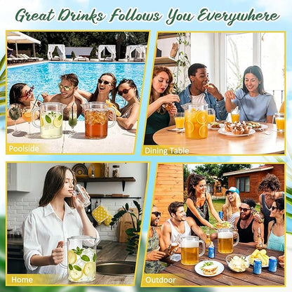 Tessco for you 12 Pcs Plastic Pitchers 60 Ounce Clear Restaurant Jug Large Water Pitcher Carafe Serve Milk Tea Juice Drink for Parties Container Dispenser Beer Jar (Fashion) - Image 6